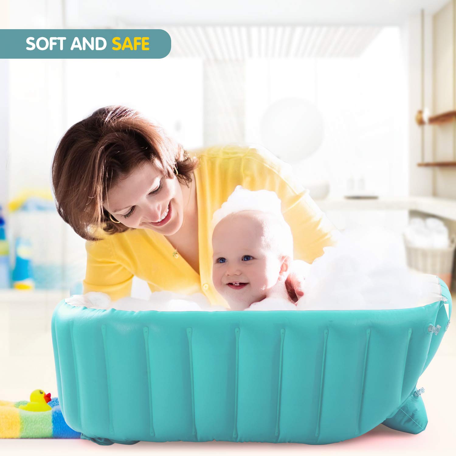 EZYCOK inflatable baby bathtub green textured bottom for safe grip