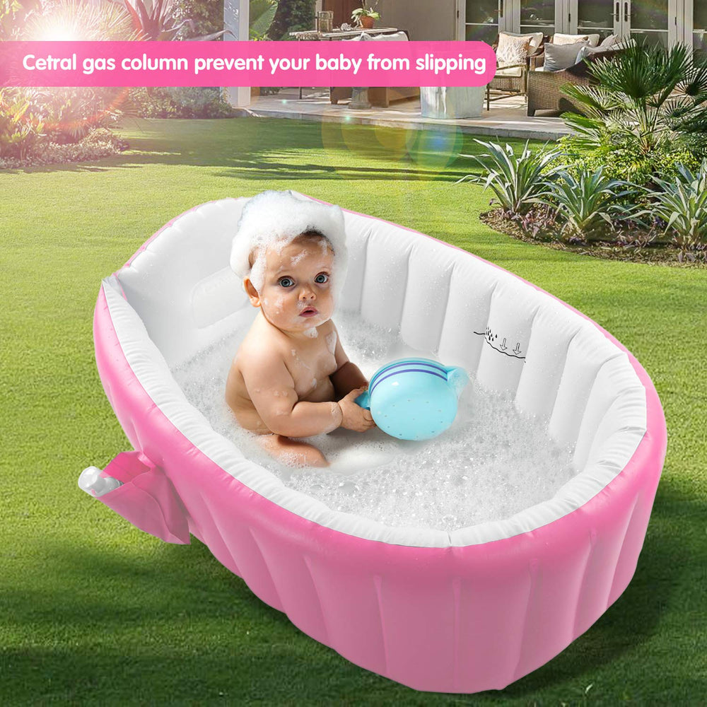EZYCOK pink tub with non-slip bottom helps keep baby safe
