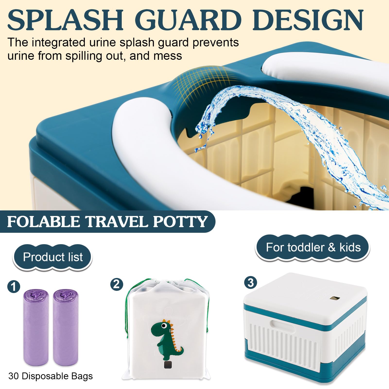 Fabulas portable potty includes bags and compact storage bag