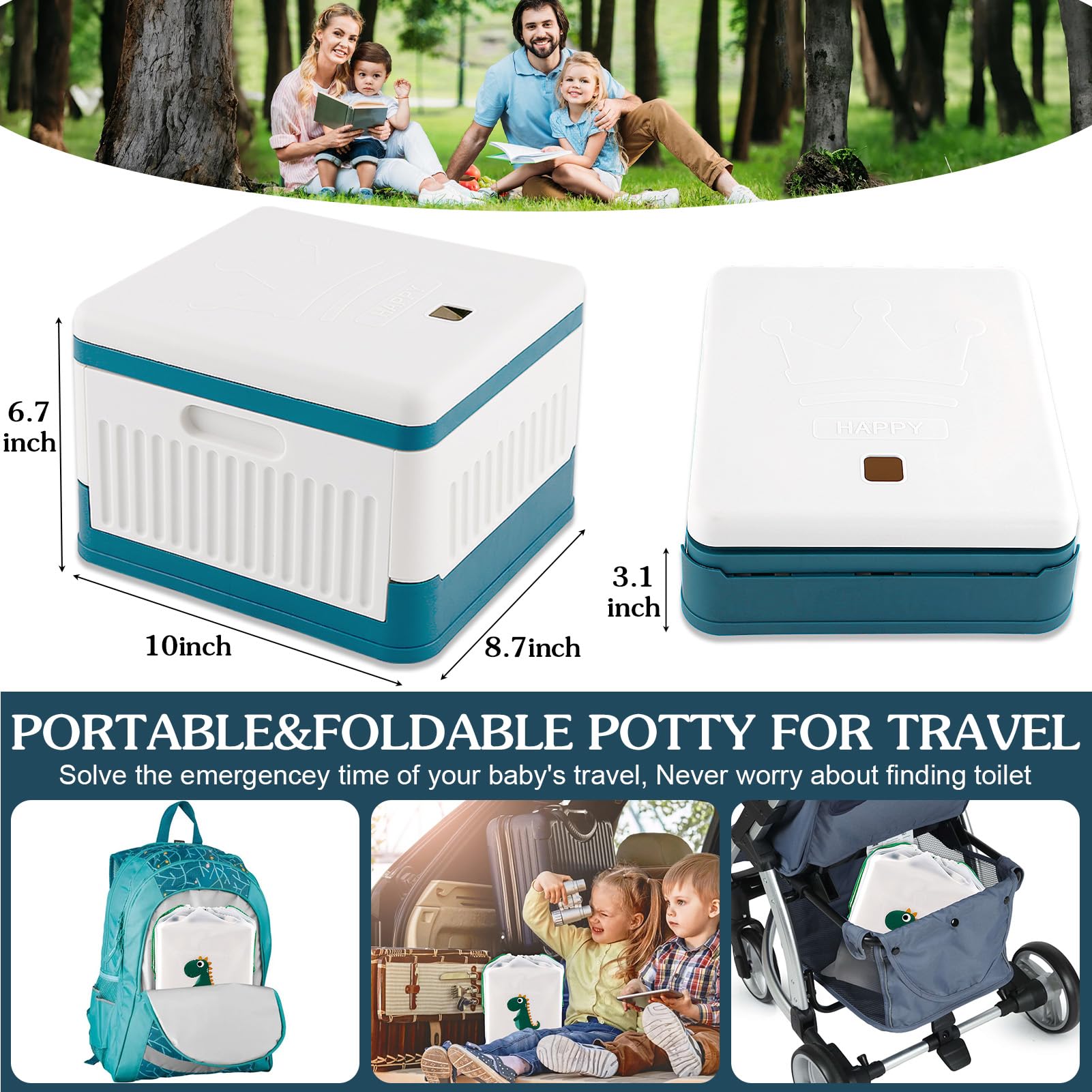 Fabulas portable potty with PU cushion seat for child comfort