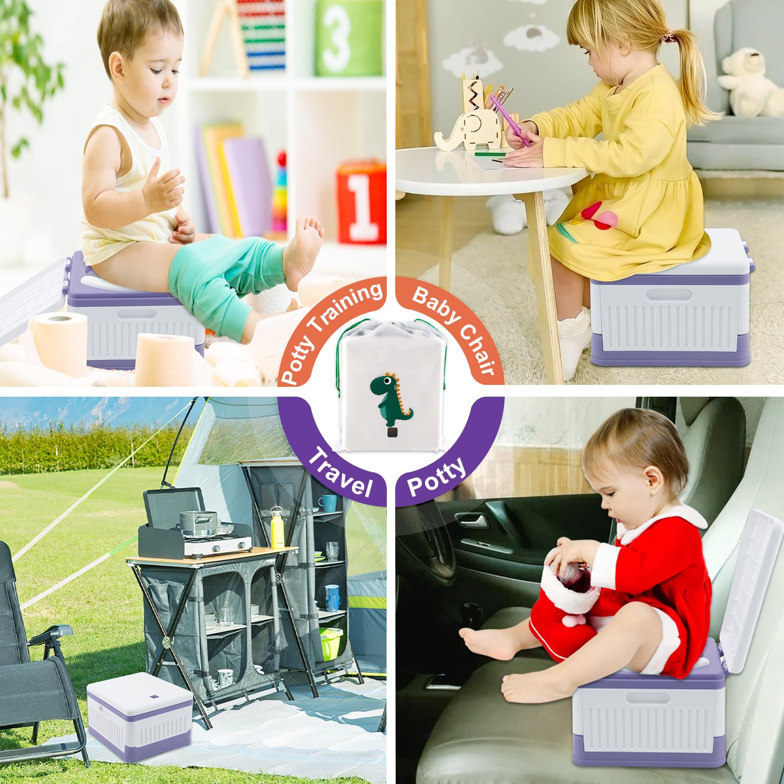 Fabulas portable potty splash-proof design helps prevent spills during travel.