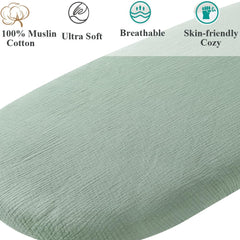 Fadacudan muslin bassinet sheet botanical-leaf-pattern stylish boho nursery pattern.