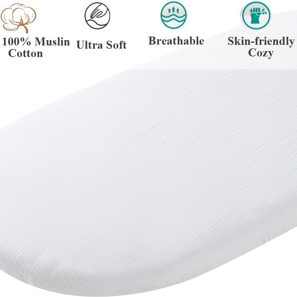 Fadacudan bassinet sheet elastic-band detail highlights snug secure fit for Mika Micky Sleeper