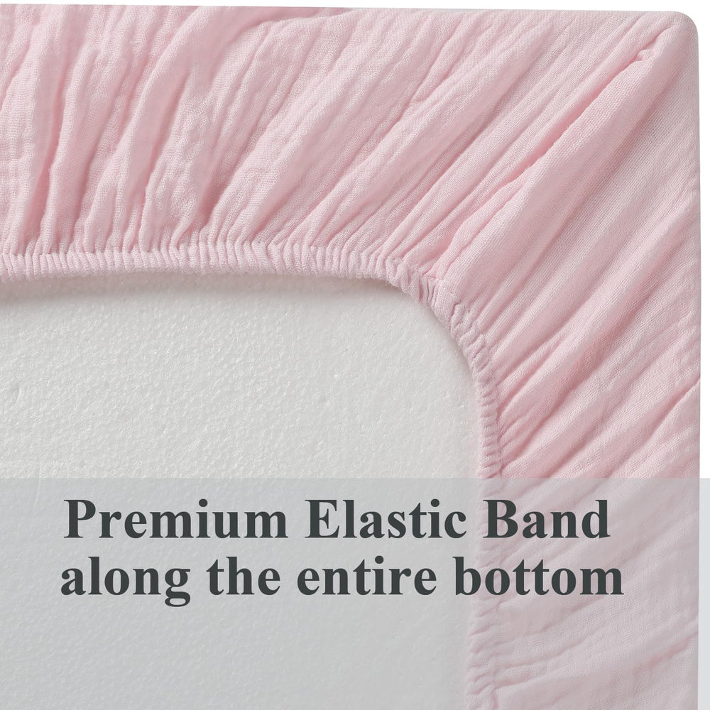Fadacudan muslin bassinet sheet green-leaf colorway for fresh nursery aesthetics.