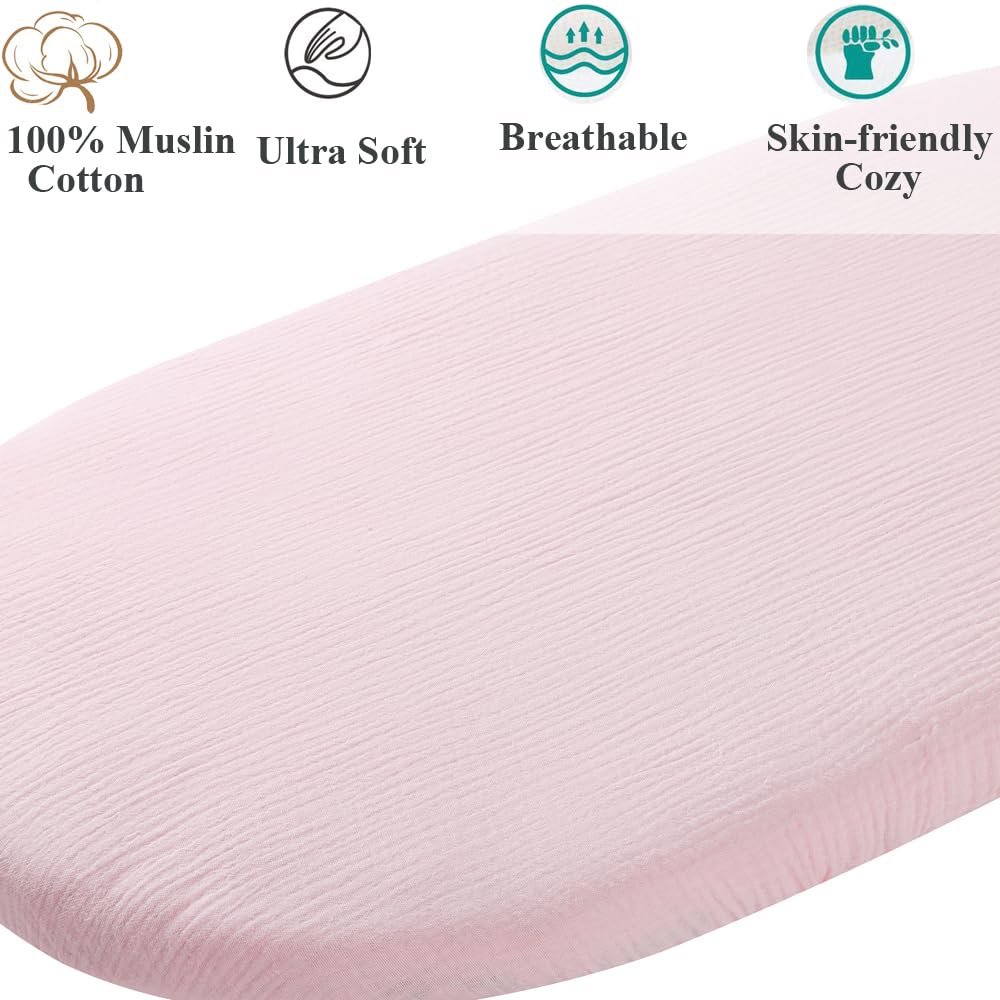 Fadacudan muslin bassinet sheet Milliard compatibility provides ultra-soft, breathable comfort.