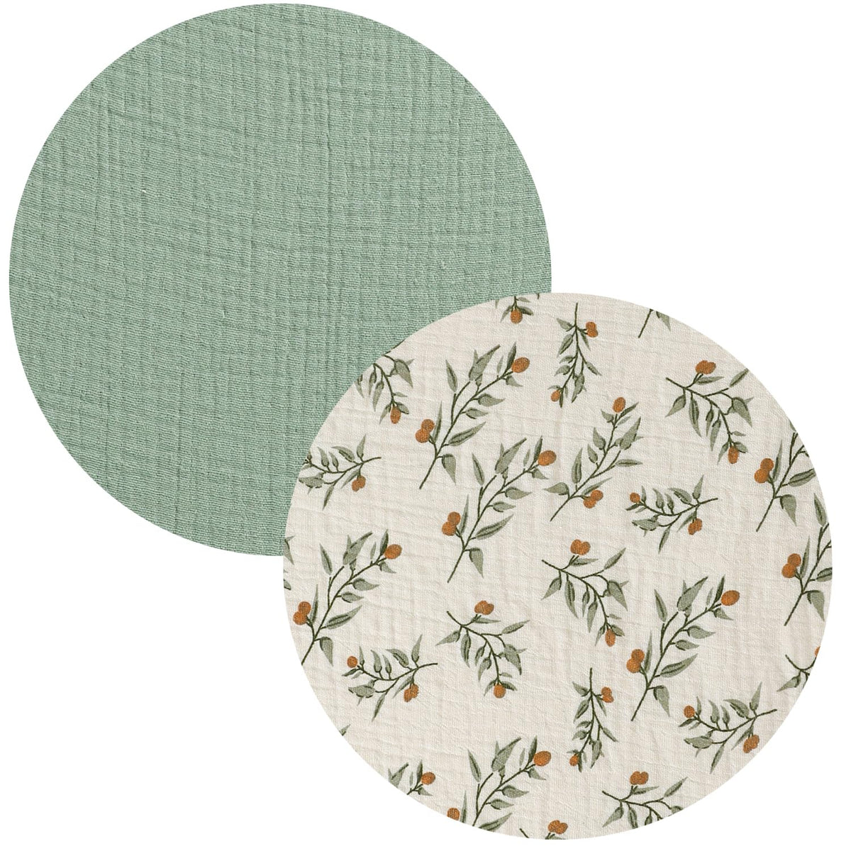 Fadacudan muslin bassinet-sheet Roman Green texture close-up for ultra-soft baby comfort.