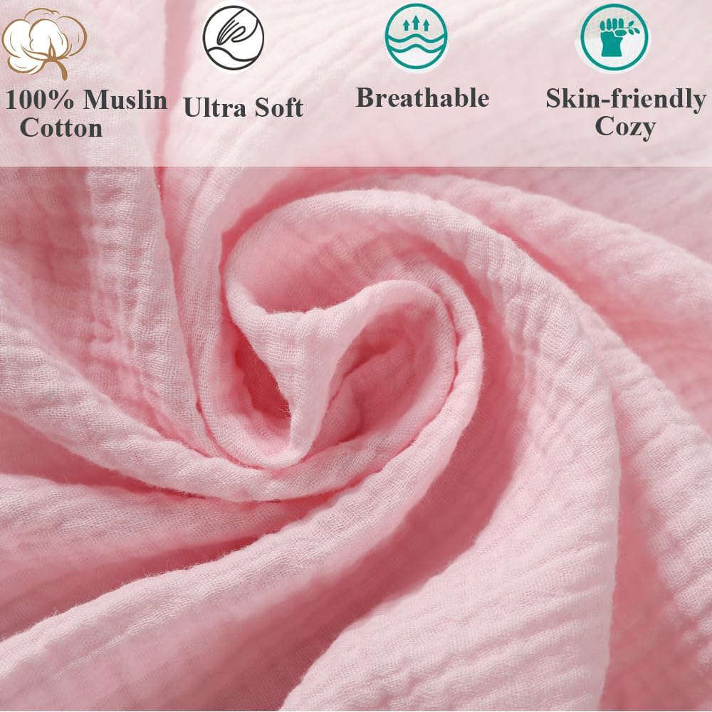 Fadacudan muslin bassinet sheet two-pack highlights easy care and kid-friendly color options.