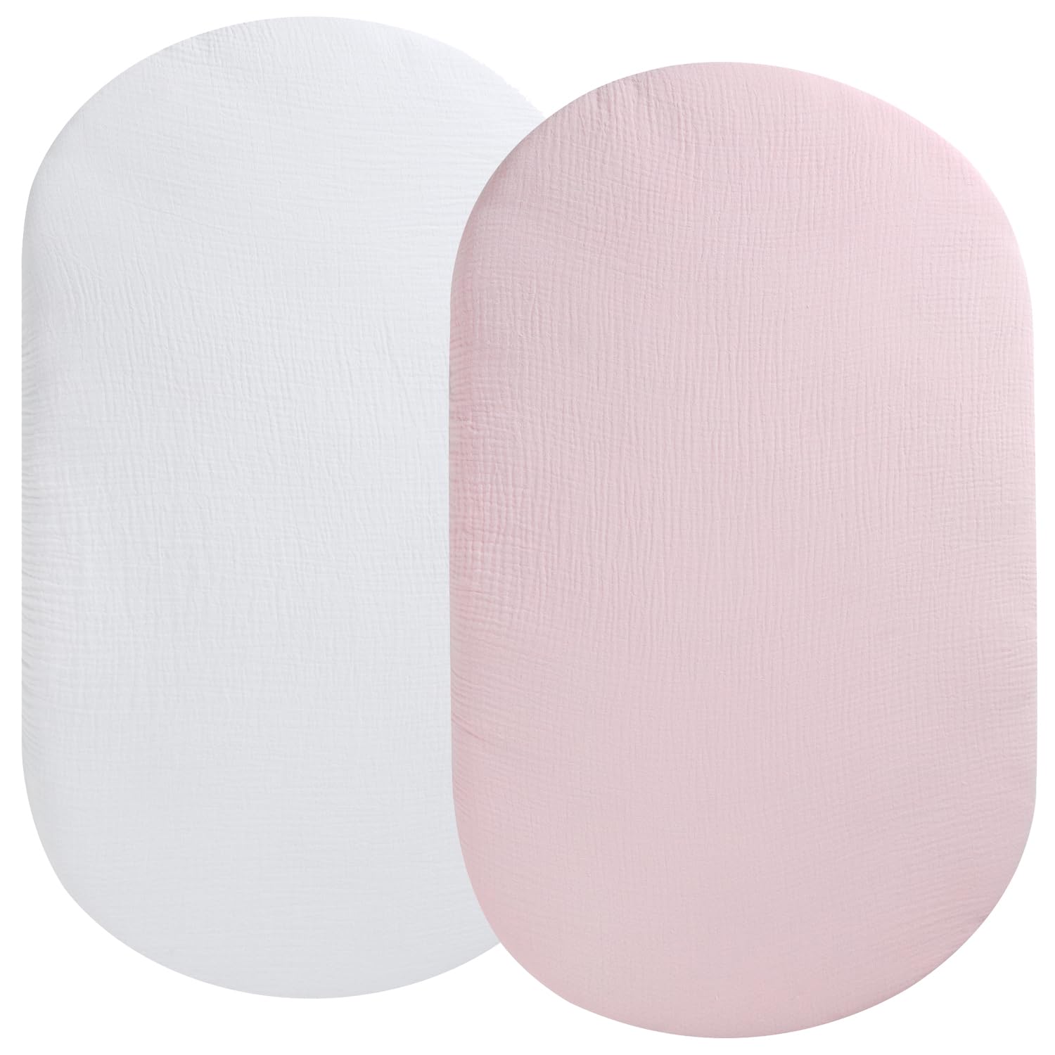 Fadacudan muslin bassinet sheet white close-up, ultra-soft texture for delicate newborn skin.