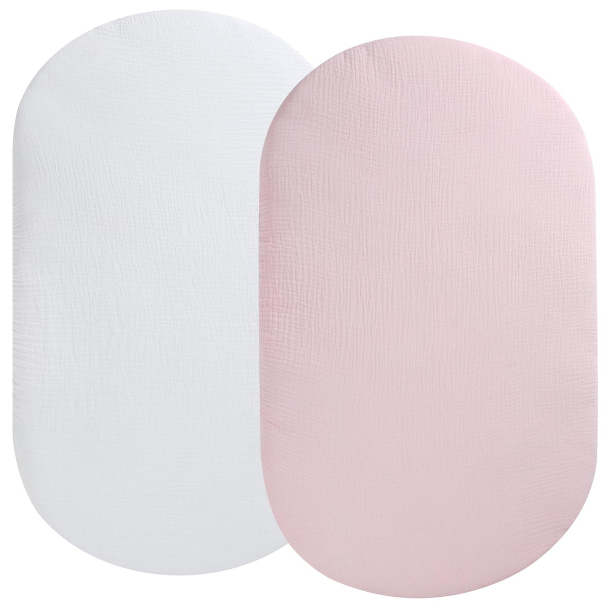 Fadacudan muslin bassinet sheet white close-up, ultra-soft texture for delicate newborn skin.