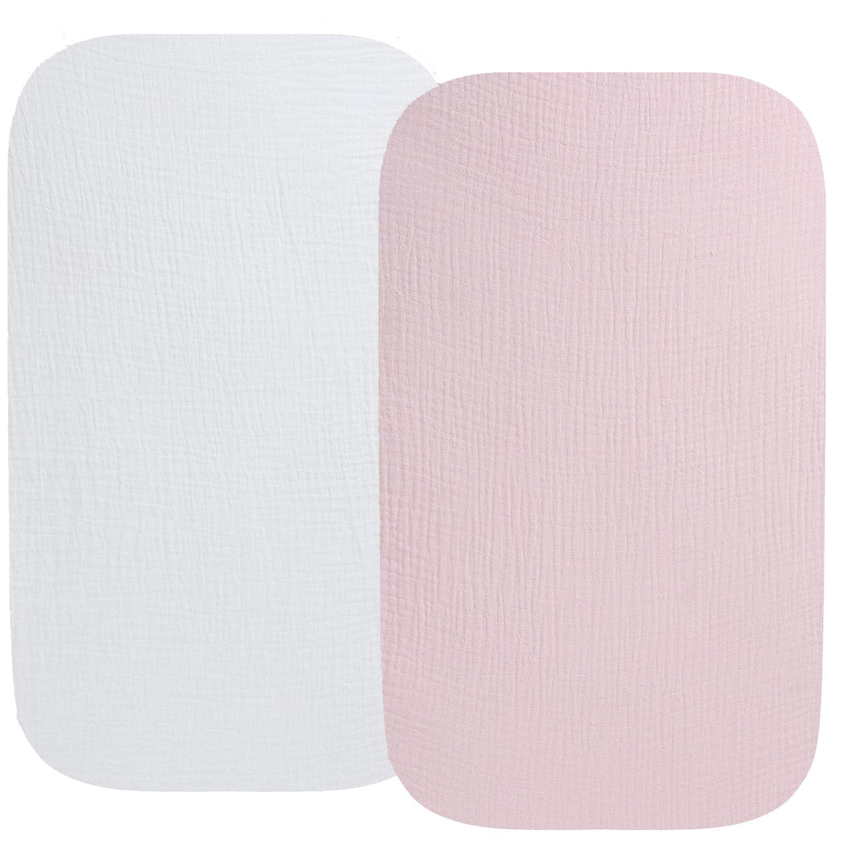 Fadacudan muslin bassinet sheet white pink 2-pack shows soft-touch fabric for baby comfort