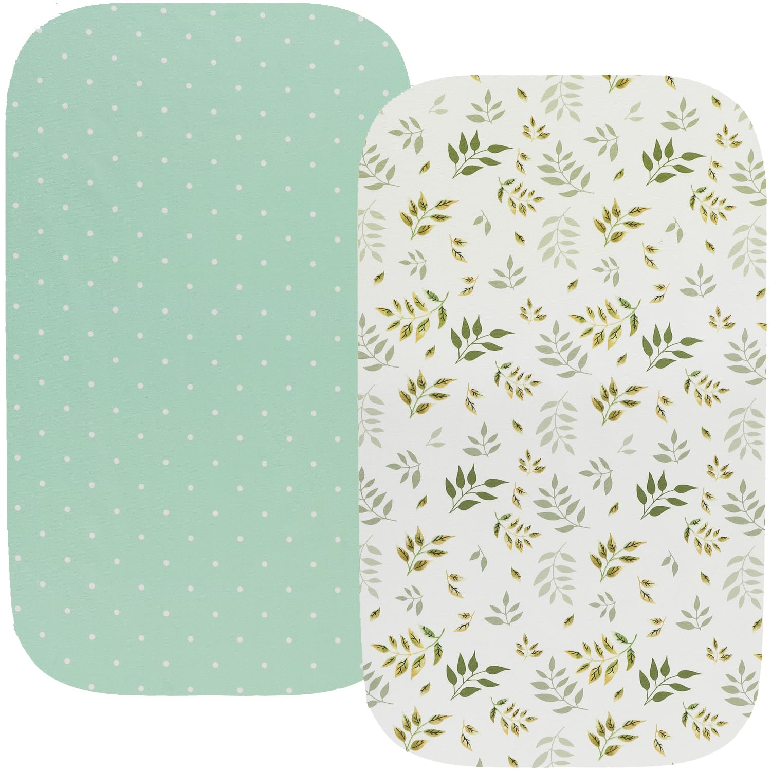 Fadacudan waterproof bassinet sheets pack setup showing snug fit for oval mattresses.