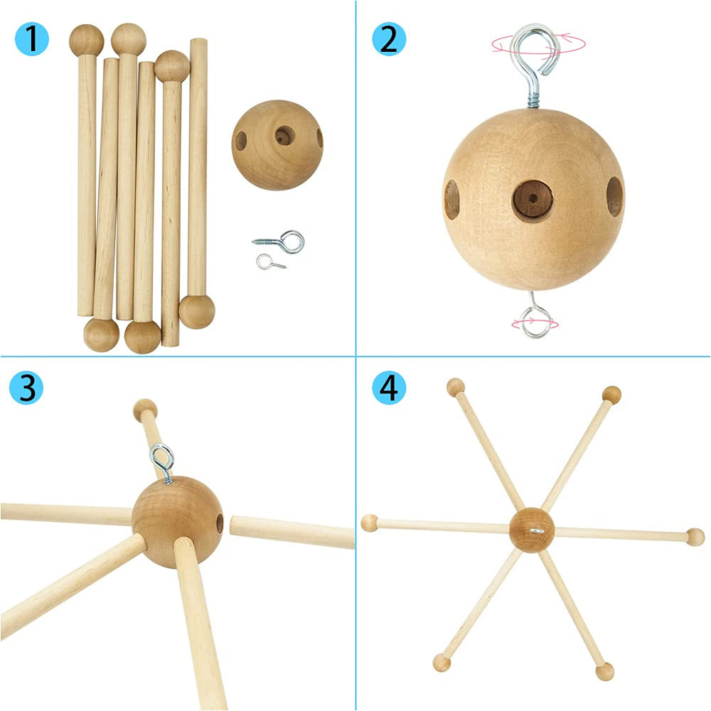 Faddare nursery decor enhances calm ambiance with a natural wooden accent.