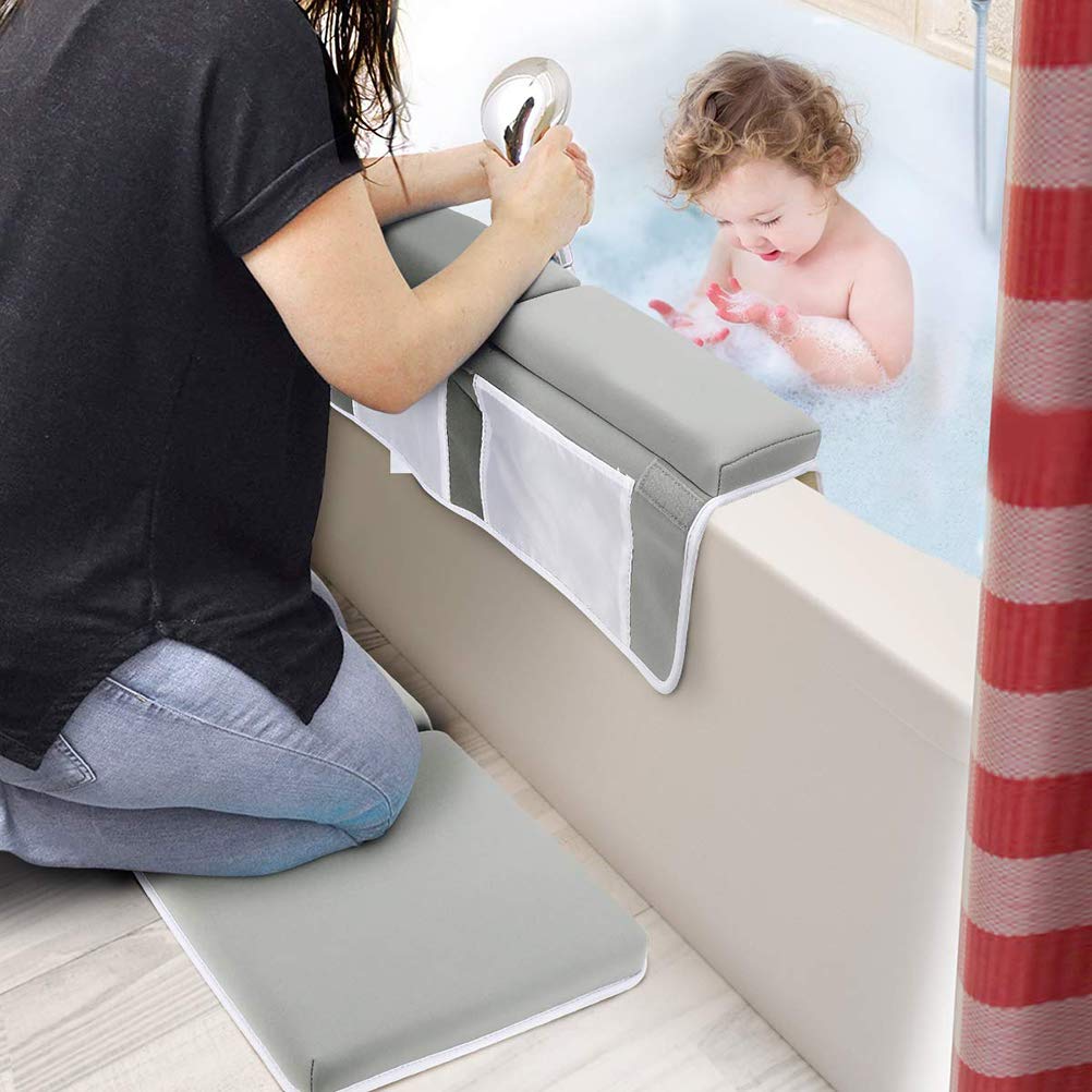 Fafeicy kneeler pad four pockets storage keeps bath toys and towels organized