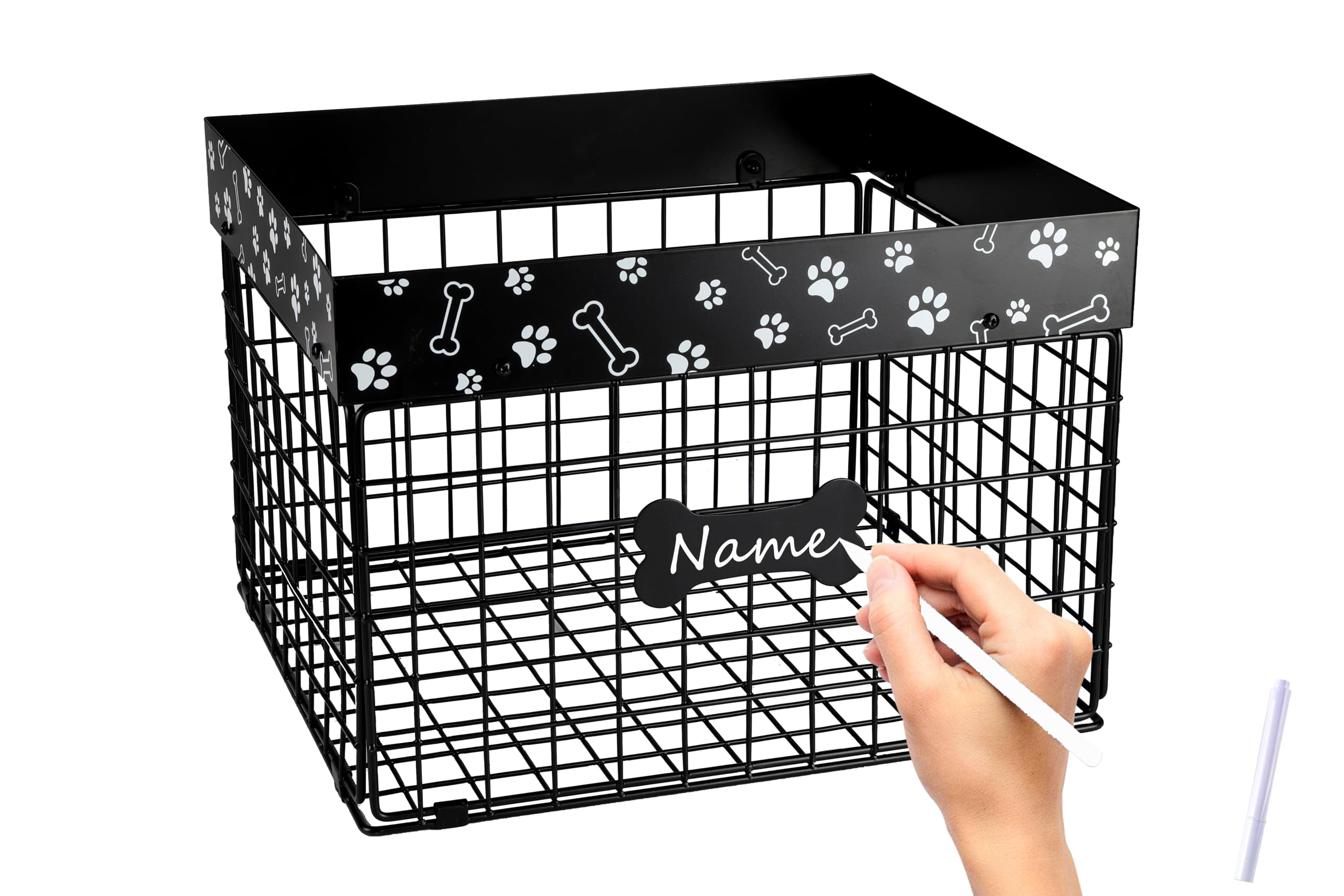 Faihats large metal dog toy basket, assembled for spacious toy storage in living rooms.