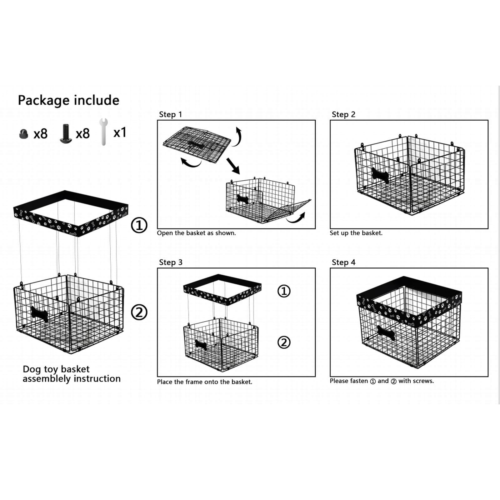 Faihats metal toy bin doubles as snacks and toys organizer.