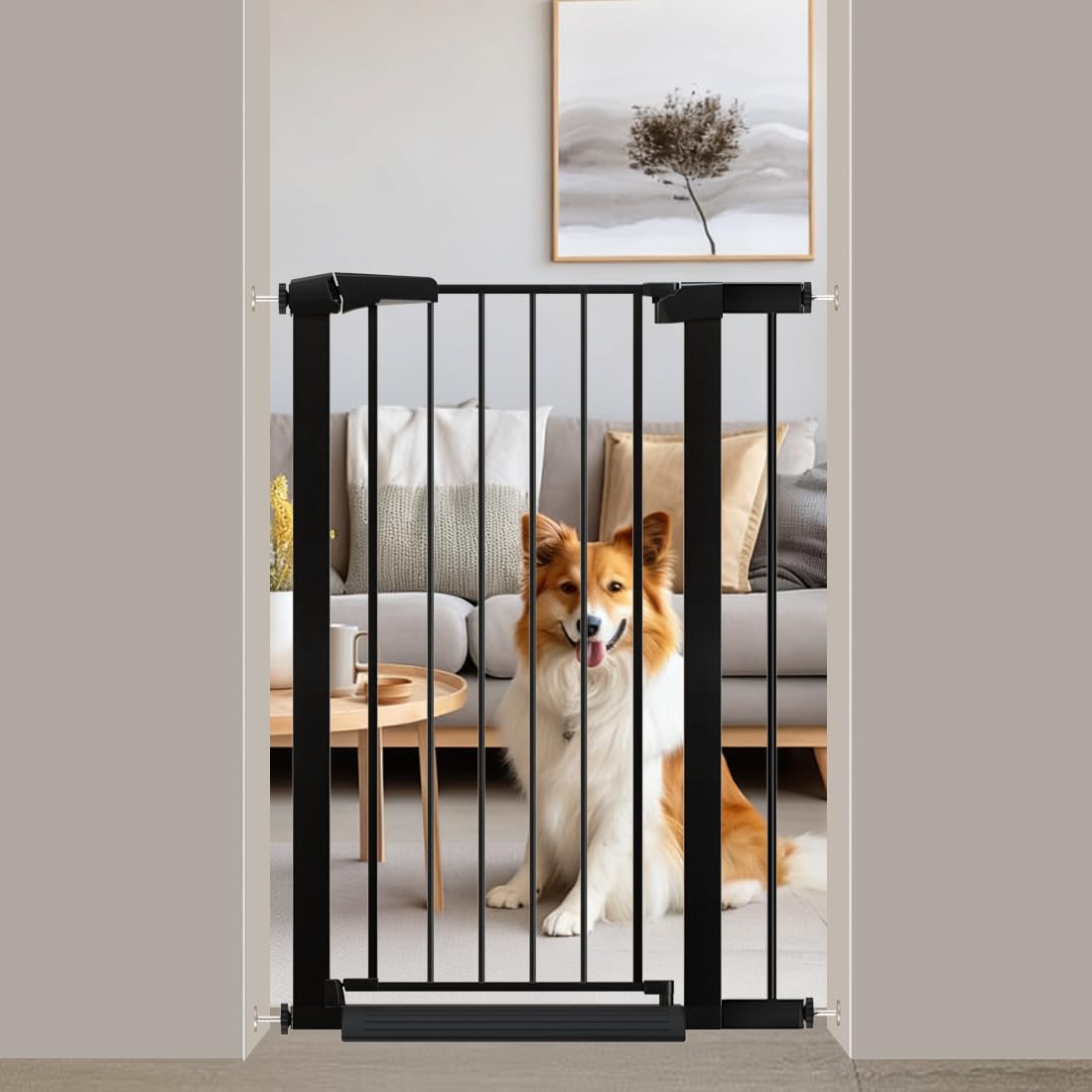 Fairy Baby 38-inch gate front view shows extra tall safety for kids and pets