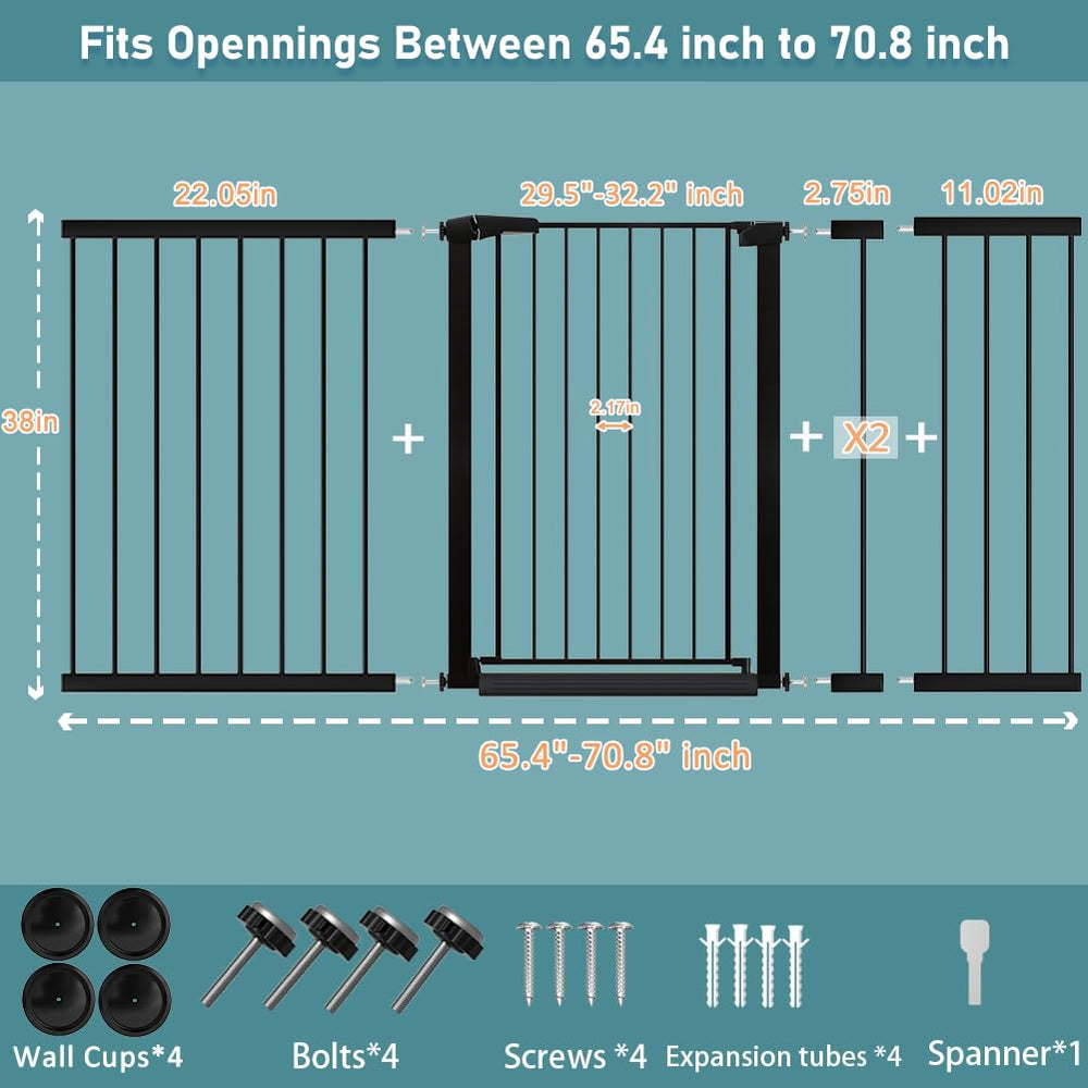 Fairy Baby 65.4-70.8 inch width adjustment shown for fit in wide openings.