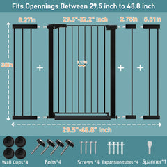 Fairy Baby adjustable-width gate fits openings from 29.5 to 48.8 inches.