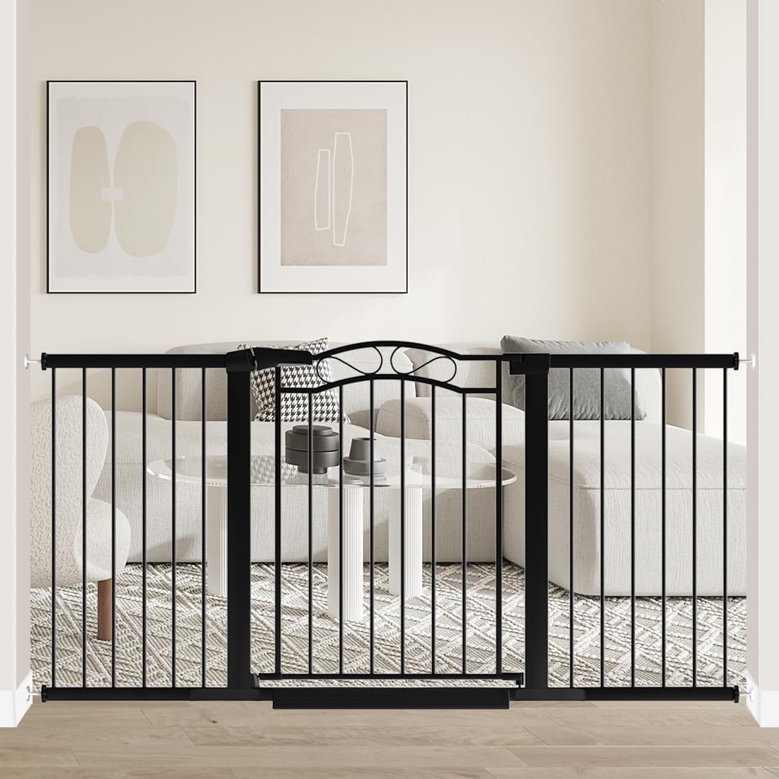 Fairy Baby extra-wide gate closed for safe doorway passage.