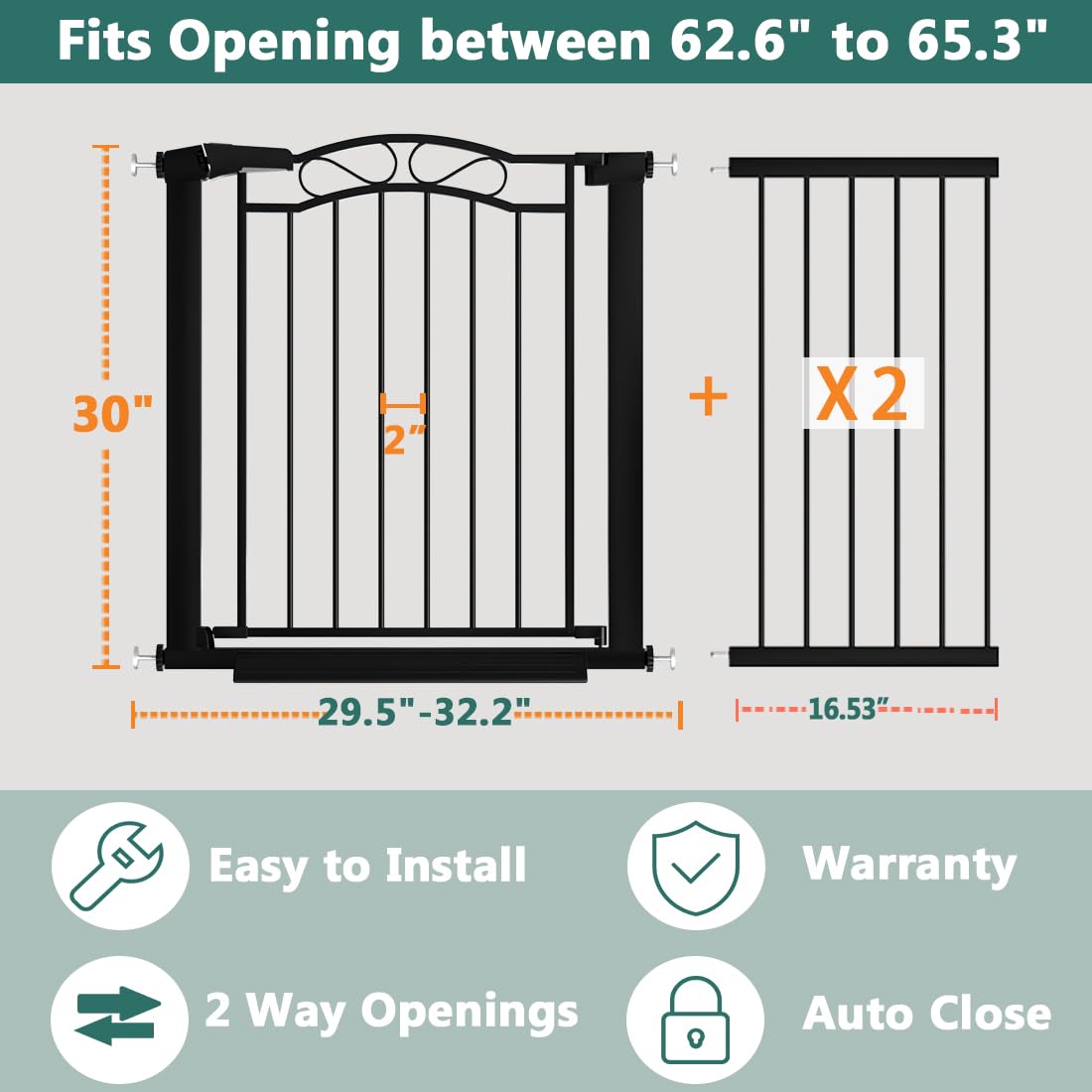 Fairy Baby extra-wide gate open for easy baby and pet access.
