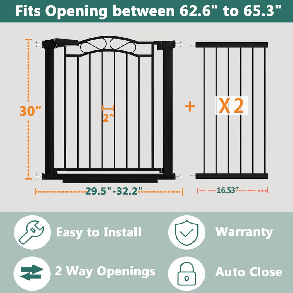 Fairy Baby extra-wide gate open for easy baby and pet access.
