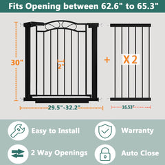 Fairy Baby extra-wide gate open for easy baby and pet access.