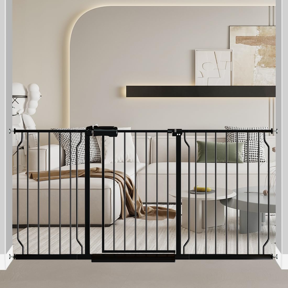 Fairy Baby Extra Wide Gate Black closed securely for kids and pets