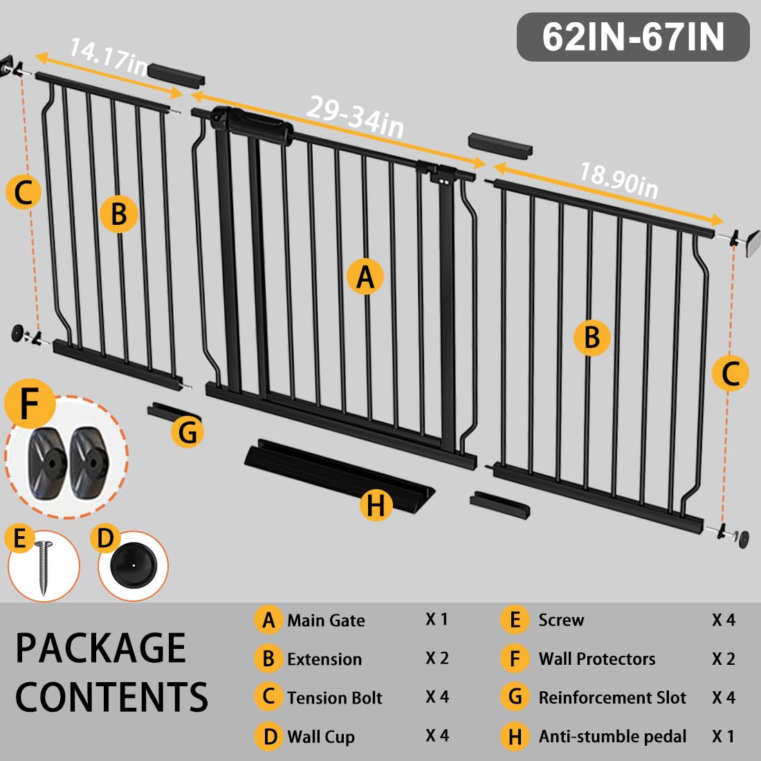 Fairy Baby Extra Wide Gate Black open door demonstrates walk-through convenience