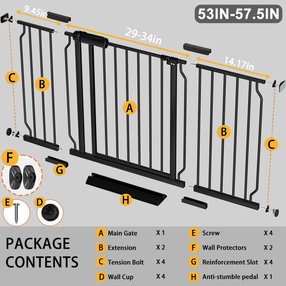 Fairy Baby extra wide gate black swing door enables easy walk-through passage