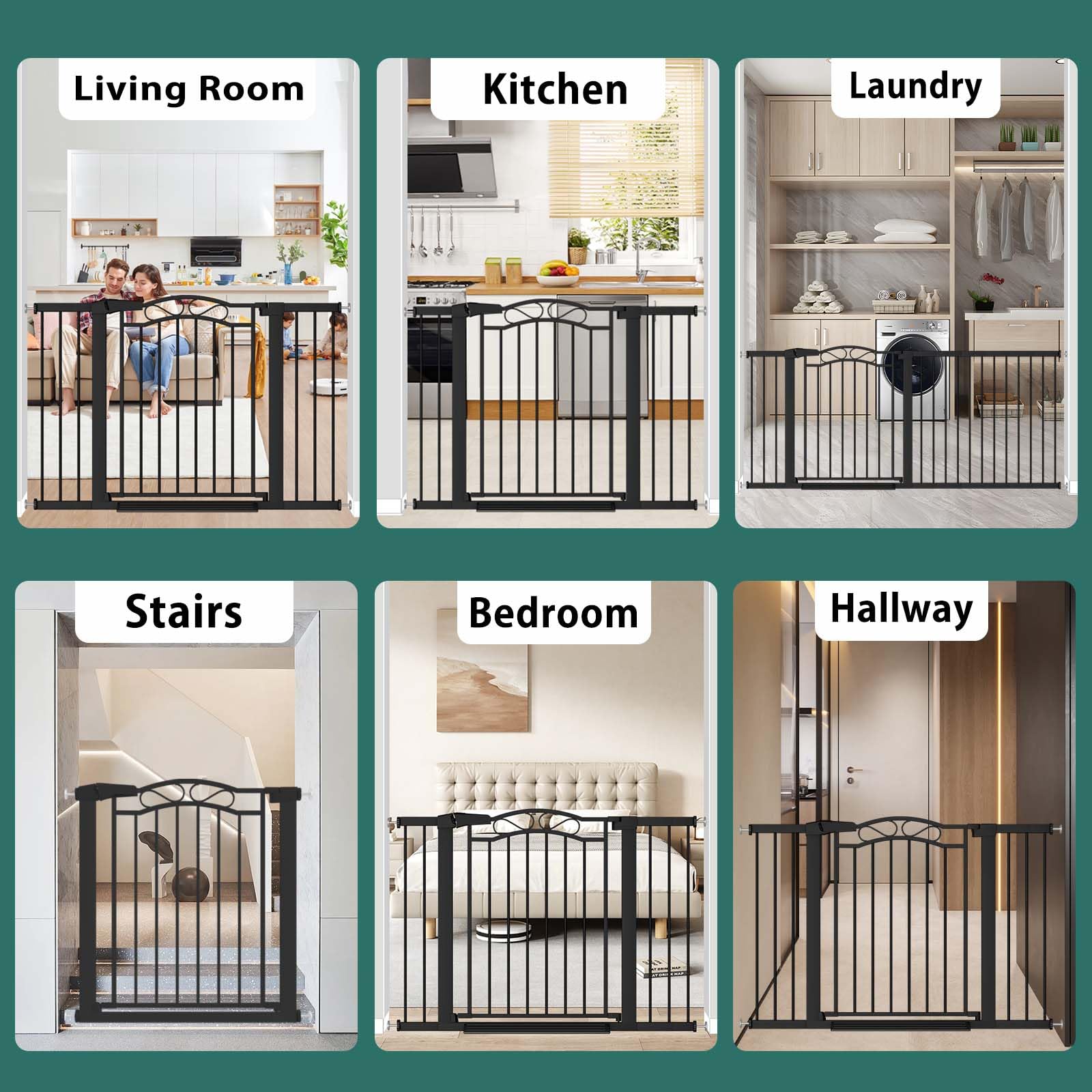 Fairy Baby gate 2-95 inch bar spacing reduces finger squeezing risks.