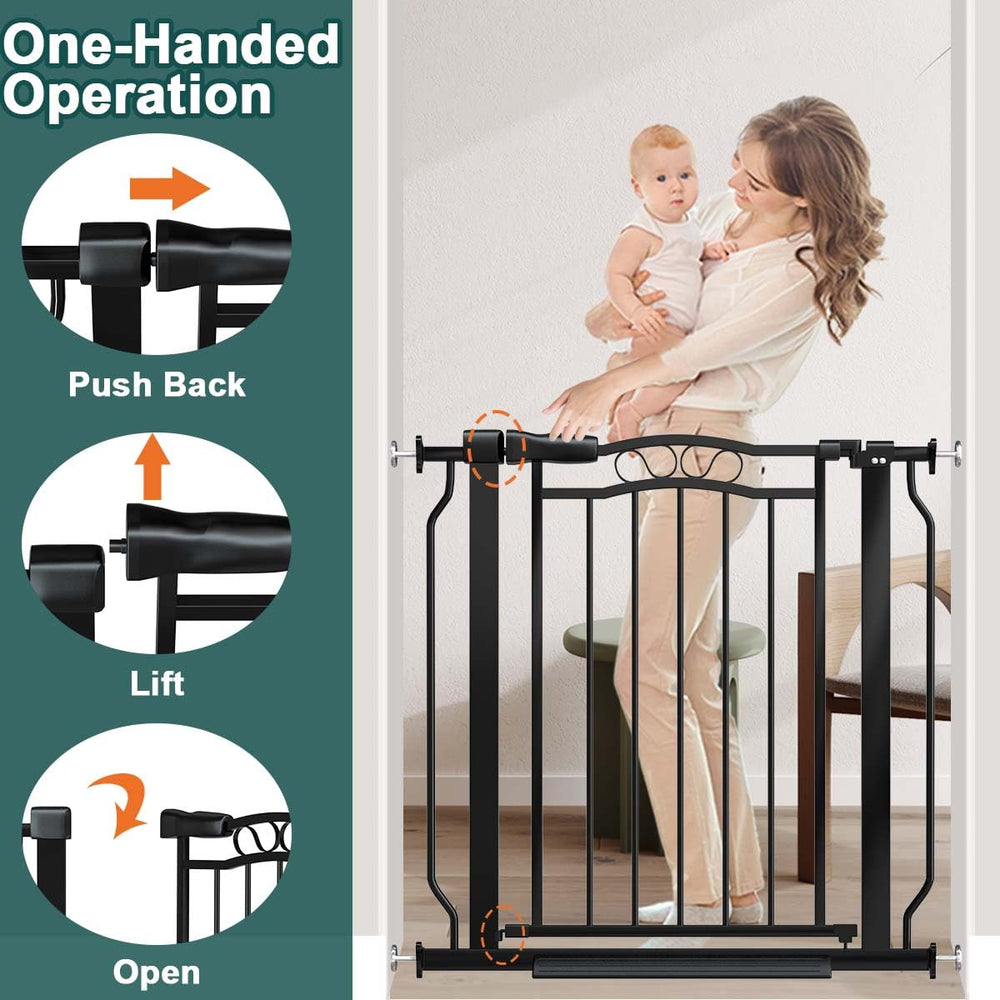 Fairy Baby gate double-lock-latch for safe one-handed operation around toddlers