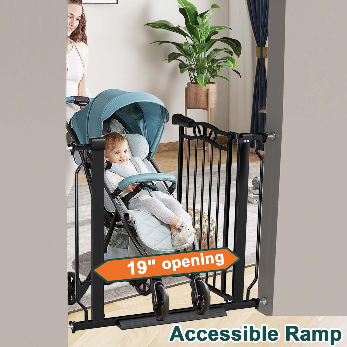 Fairy Baby gate hardware-mount option secures against heavy use on stairs