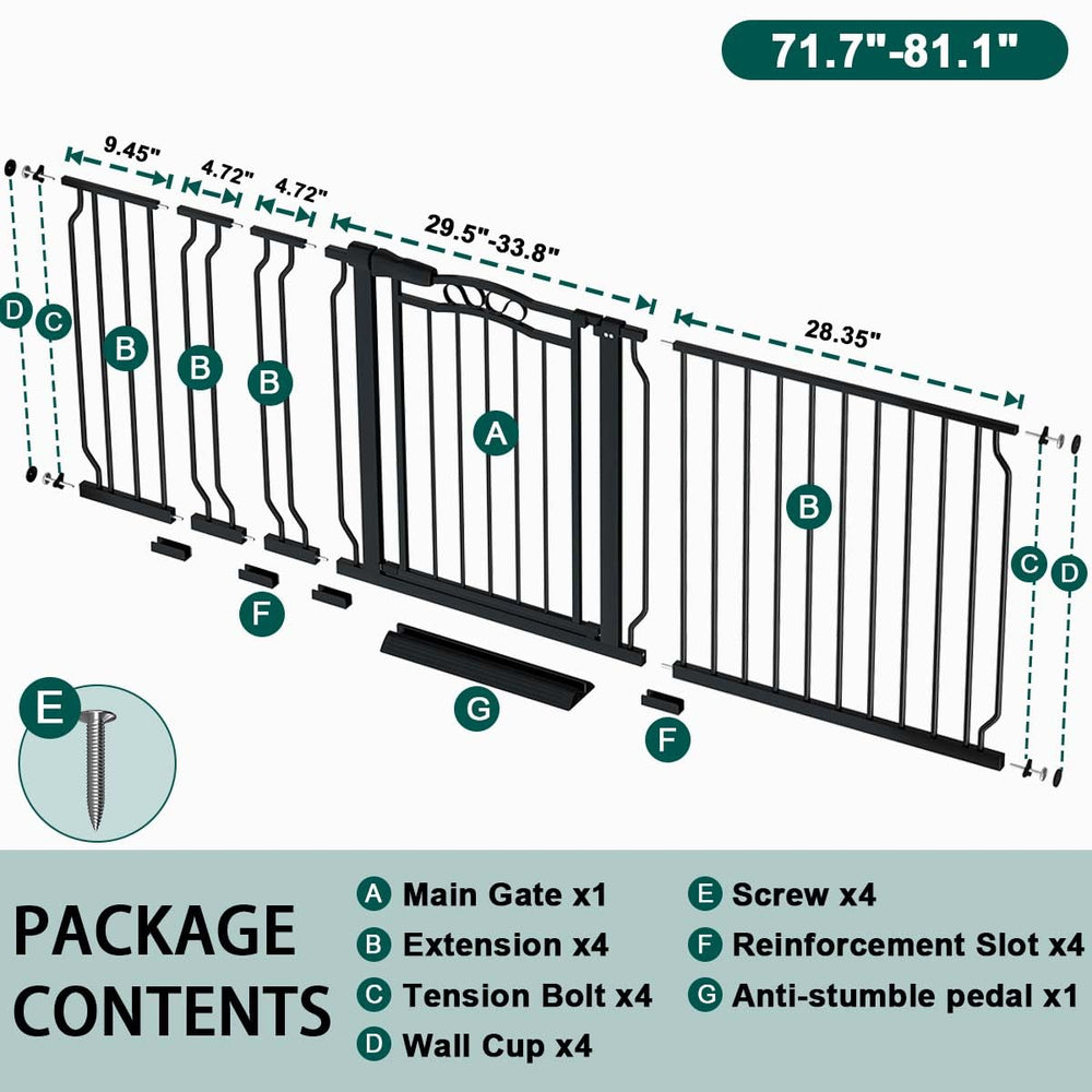Fairy Baby gate metal durable design emphasizes sturdy barrier for indoor-outdoor use
