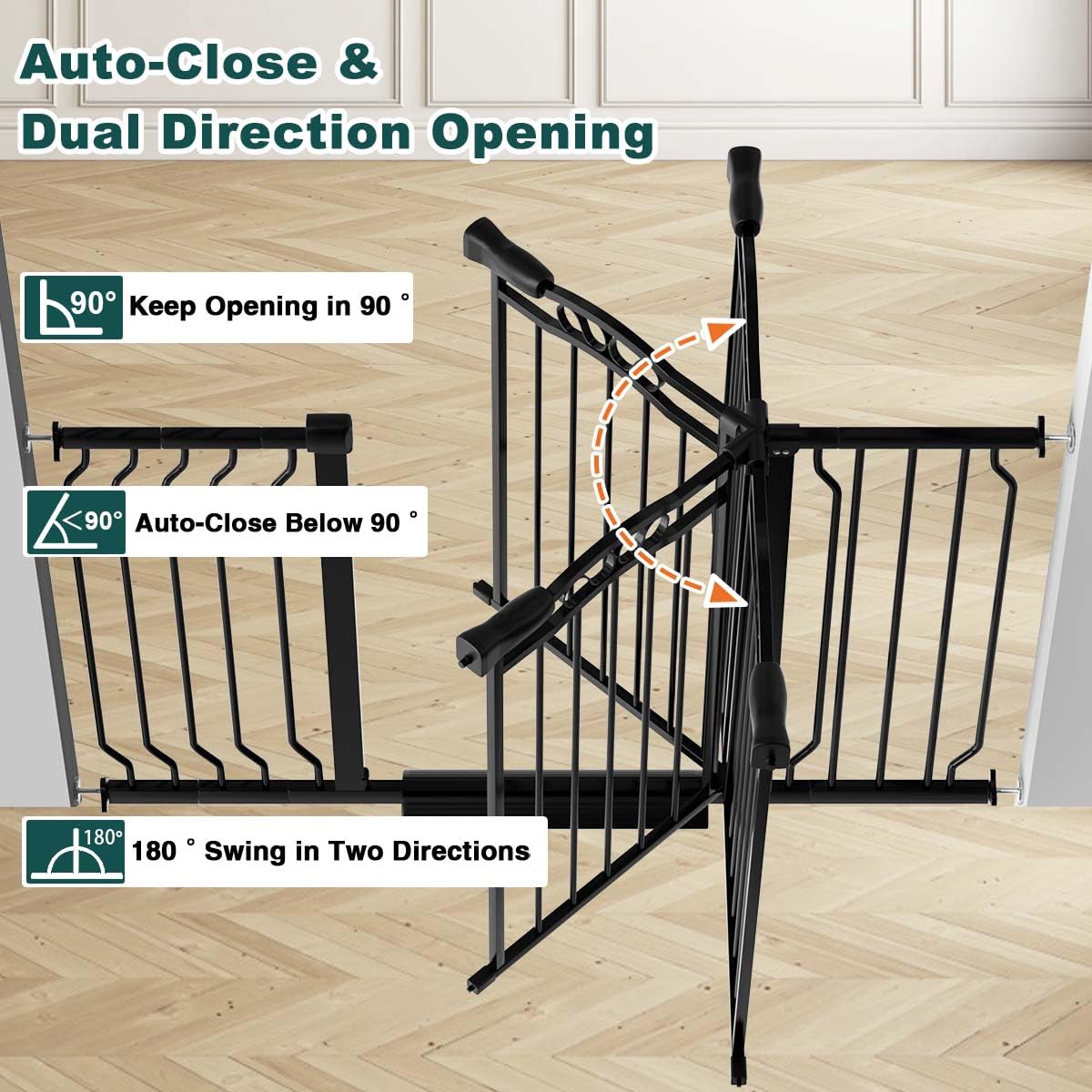 Fairy Baby gate pressure-mount setup enables tool-free installation on standard openings