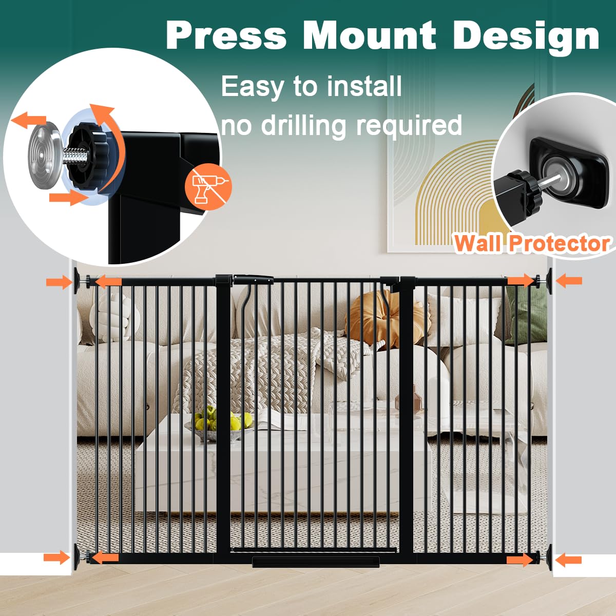 Fairy Baby gate pressure-mounted for tool-free, rental-friendly installation.