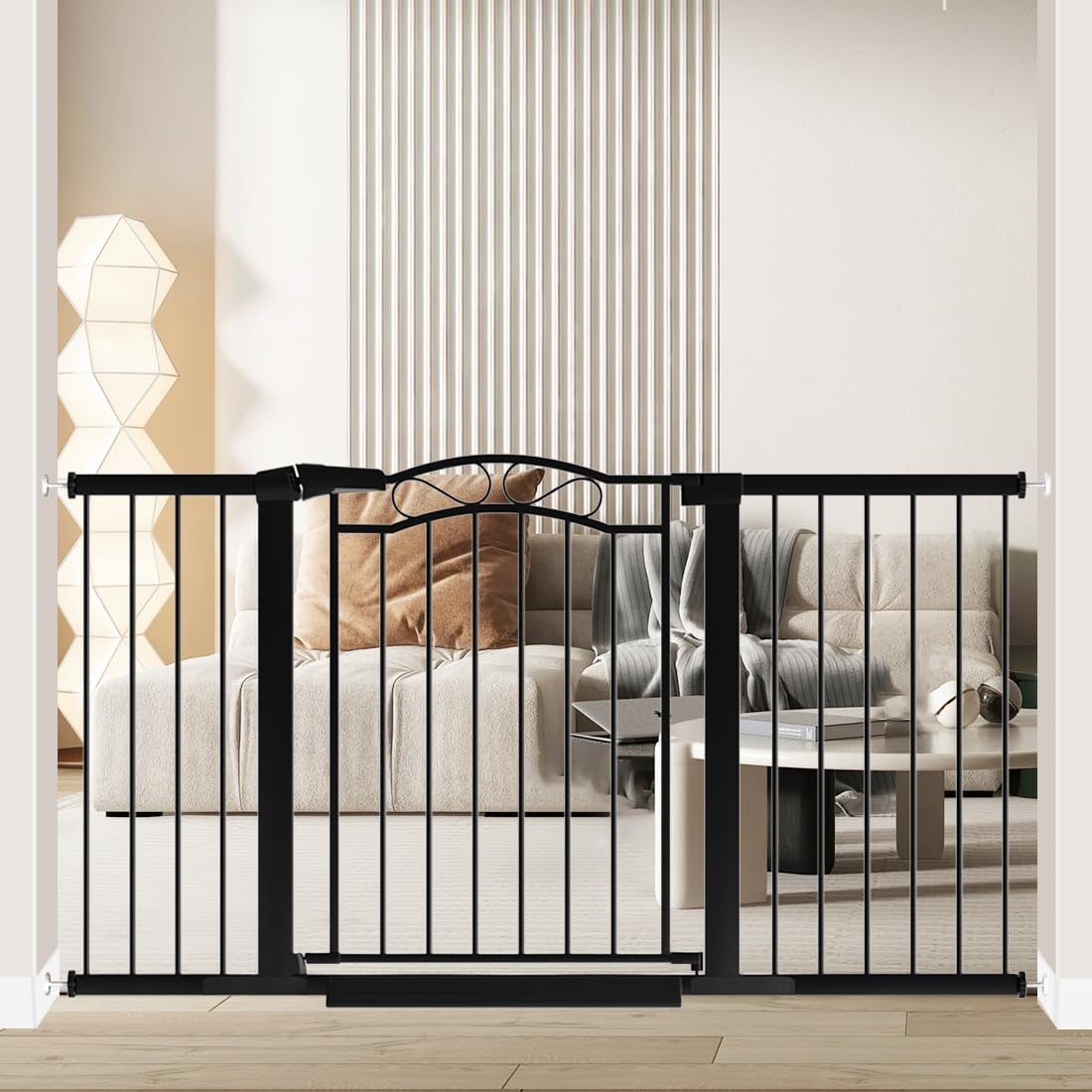 Fairy Baby gate wide door-open shows large fit for 57.1-59.8 inch openings
