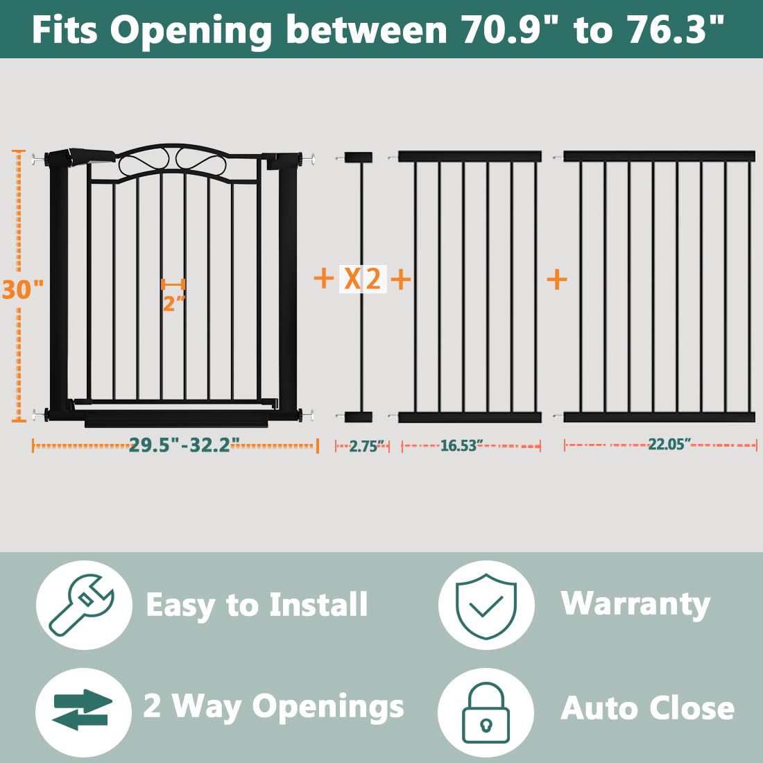 Fairy Baby gate extended to doorway demonstrates easy one-handed use and secure closure.