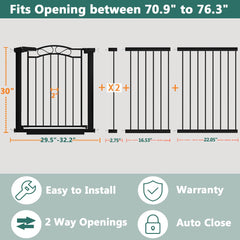 Fairy Baby gate extended to doorway demonstrates easy one-handed use and secure closure.