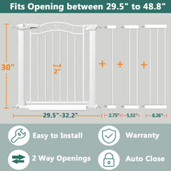 Fairy Baby gate in doorway shows wide-width coverage with optional extensions.