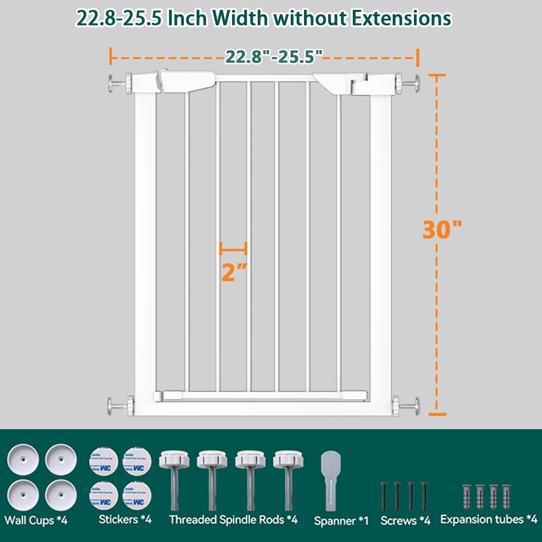 Fairy Baby narrow gate in doorway with slim white design for tight spaces
