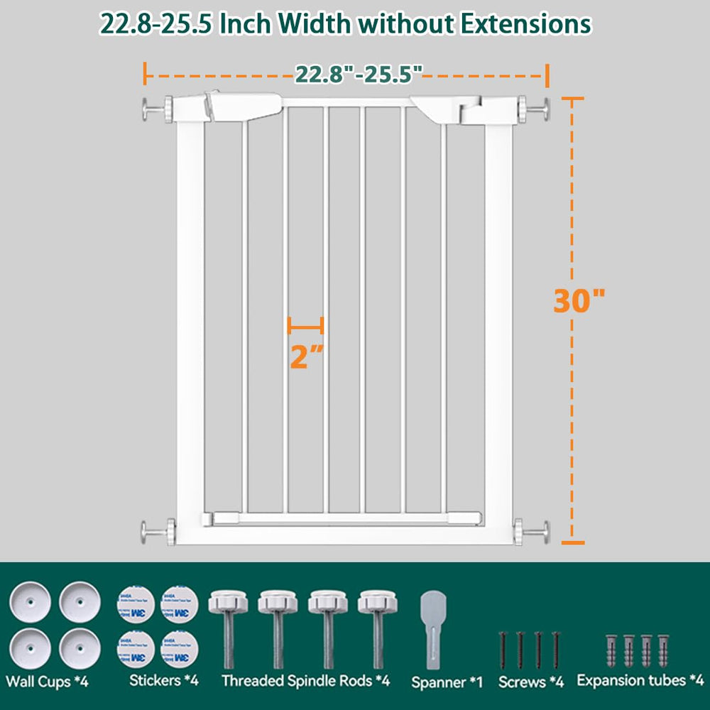 Fairy Baby narrow gate in doorway with slim white design for tight spaces