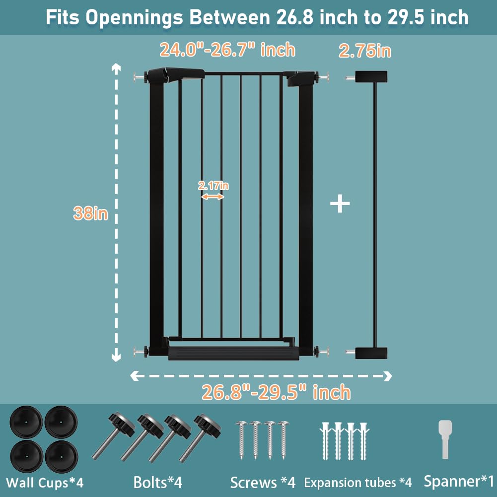Fairy Baby narrow gate width adjustment scale demonstrates fit from 26.8 to 29.5 inches