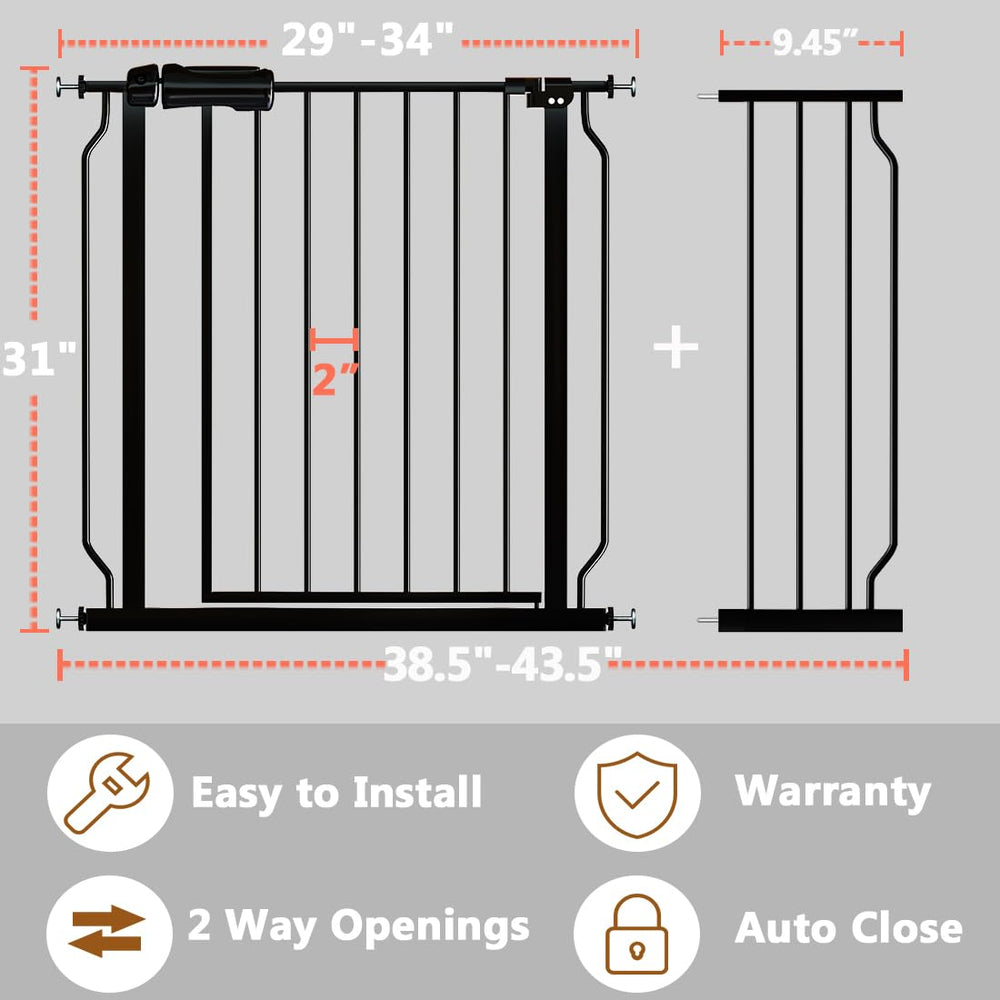 Fairy Baby pressure-mounted safety gate door demonstrates one-handed latch operation.