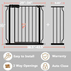 Fairy Baby pressure-mounted safety gate door demonstrates one-handed latch operation.