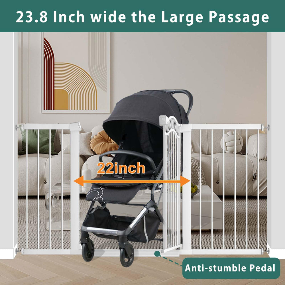 Fairy Baby toddler pet gate in-use helps separate pets and kids safely.