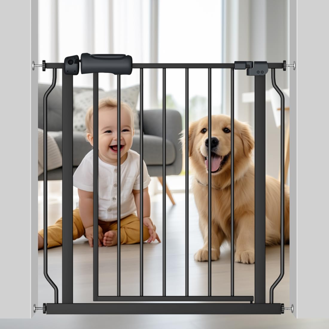 Fairy Baby walk-through gate adjusted between 29 and 34 inches for doorways