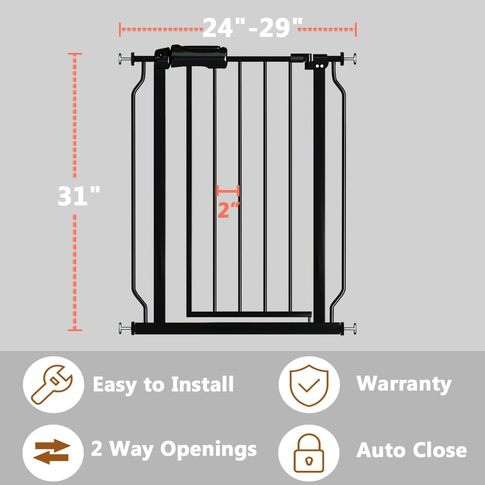 Fairy Baby walk-through gate handle demonstrates one-handed operation when carrying a baby