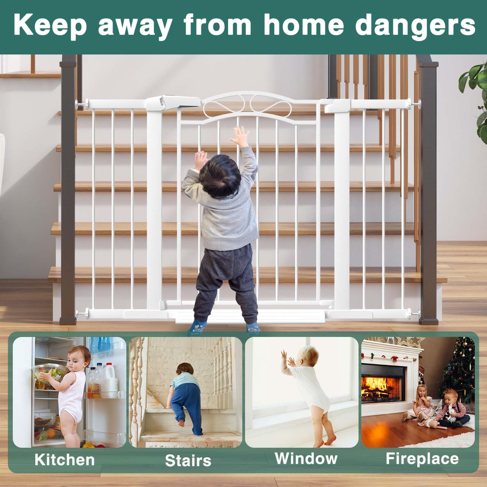 Fairy Baby white steel construction highlighting durable, modern safety gate