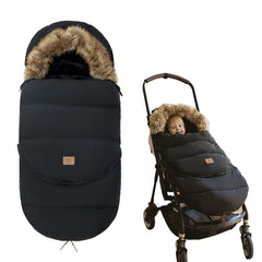 Fairy Baby winter bunting bag black keeps warmth secure during stroller strolls