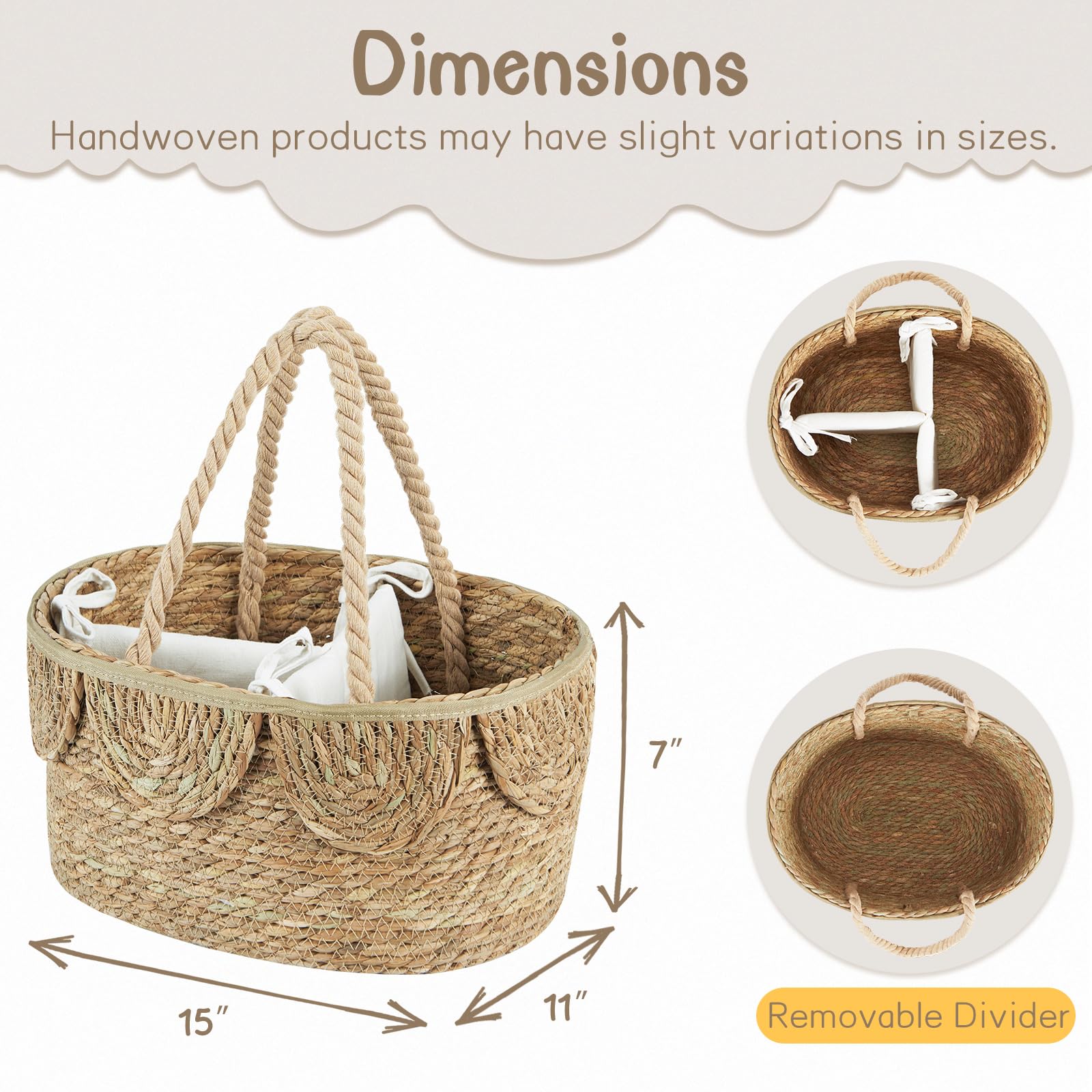 FairyHaus handcrafted artisan-quality caddy shows unique detailing for stylish baby care